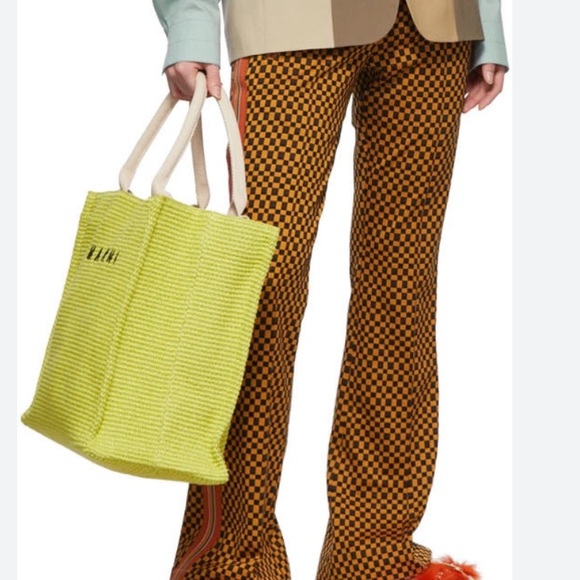 Marni Raffia East West Shopping Tote Bag in Green - Picture 9 of 10